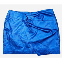 Load image into Gallery viewer, Bar III Women’s Metallic Blue Leather Mini Skirt
