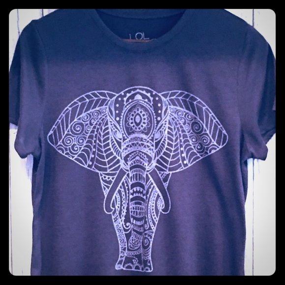 LOL Vintage Gray T-shirt with Mandala Elephant
