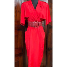 Load image into Gallery viewer, Hearts Vintage 80’s Red Dress with Shoulder pads

