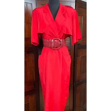 Load image into Gallery viewer, Hearts Vintage 80’s Red Dress with Shoulder pads
