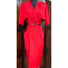 Load image into Gallery viewer, Hearts Vintage 80’s Red Dress with Shoulder pads
