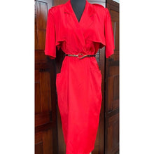 Load image into Gallery viewer, Hearts Vintage 80’s Red Dress with Shoulder pads
