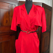 Load image into Gallery viewer, Hearts Vintage 80’s Red Dress with Shoulder pads

