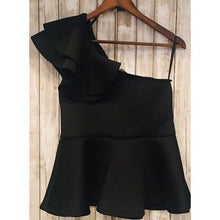 Load image into Gallery viewer, One shoulder Ruffled Peplum Top

