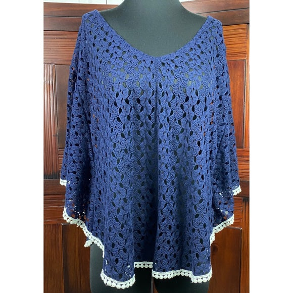 Lavish Hand Knit Crochet Shawl Poncho