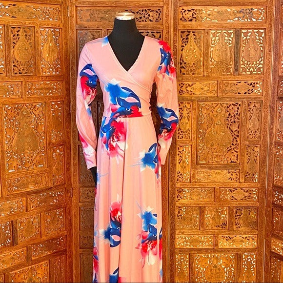 Floral Print Long Sleeve V-Neck Dress NWT