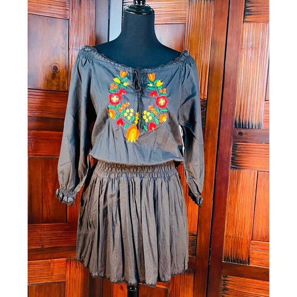 (SOLD) Hand-Stitched Embroidered Off Shoulder Dress