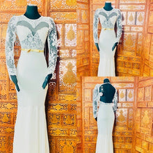 Load image into Gallery viewer, Beach Wedding Dress Mermaid w/Illusion Sleeves NWT

